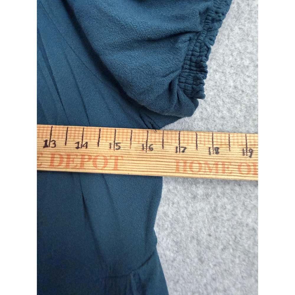 Torrid Dress Womens 1 Blue Button Front Puff Sleeve Trapeze Empire Pockets - Picture 6 of 11